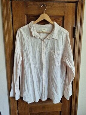 Linen And Cotton Long Sleeve Button Down Shirt By Per Se 1X